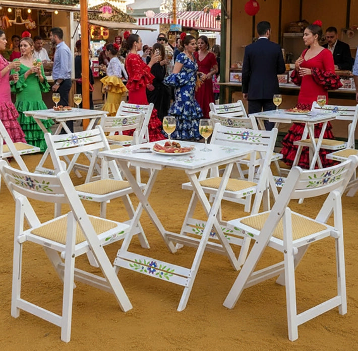 Alt Conjunto Sevillano en color Blanco con estructura plegable Para Eventos, Casetas de Feria, etc... EME Mobiliario