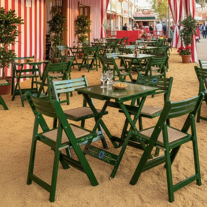 Alt Conjuntos Sevillanos De Color Verde fabricados en madera de calidad. Ideal para eventos EME Mobiliario