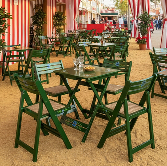 Alt Conjunto Sevillano en color Verde con estructura plegable Para Eventos, Casetas de Feria, etc... EME Mobiliario