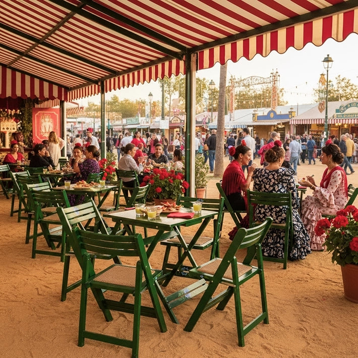 Alt Conjuntos Sevillanos De Color Verde fabricados en madera de calidad. Ideal para eventos EME Mobiliario