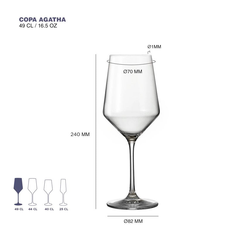 Alt Copa Agatha 49cl fabricada en vidrio de calidad perfecta para usar en eventos y hostelería