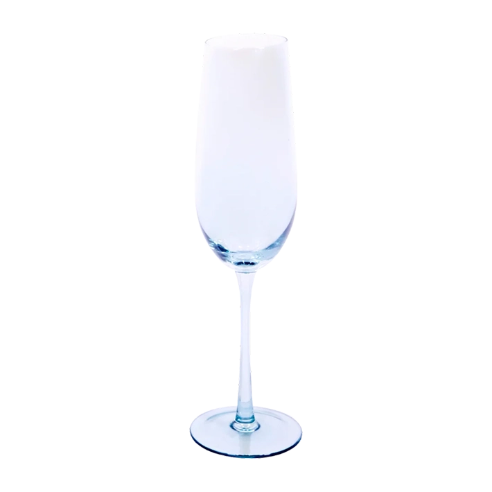 Alt Juego de cristalería en color azul, compuesta por vaso, copa de vino y copa de champagne para eventos y hostelería.