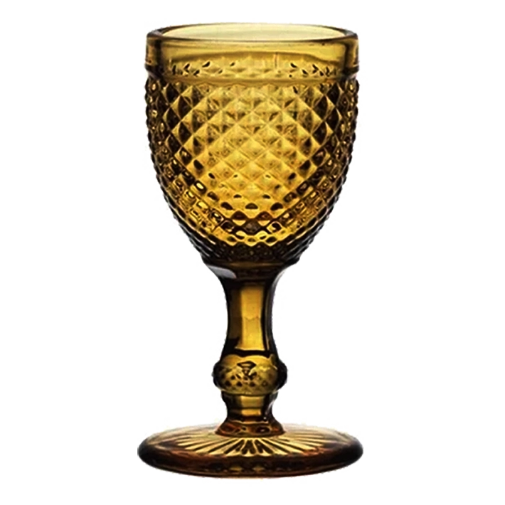 Alt Copa Tallada en color ámbar ideal para darle un toque de luz a la mesa en tus eventos y/o establecimiento de hostelería