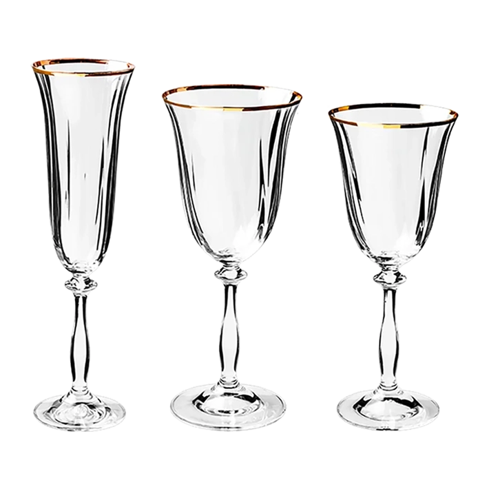 Colección Cristalería Filo Dorado ideal para el uso intensivo profesional en eventos y hostelería