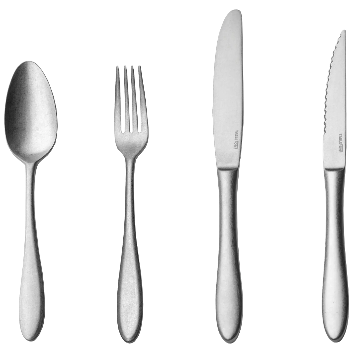 Alt Cubertería Alejandría Vintage fabricada en acero inoxidable 18/0 con un bonito acabado envejecido EME Mobiliario 