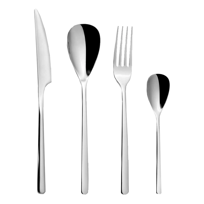 Alt Cubertería fabricada en acero inoxidable 18/0 libre de níquel de color inox, compuesta por 120 piezas EME Mobiliario