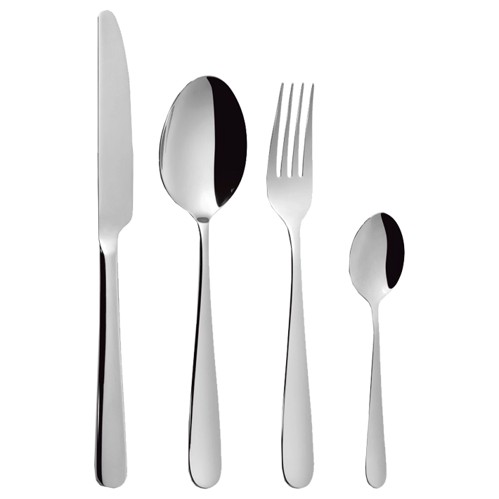 Alt cubertería completa fabricada en acero inoxidable con níquel con un acabado mate y con un mango redondeado EME Mobiliario