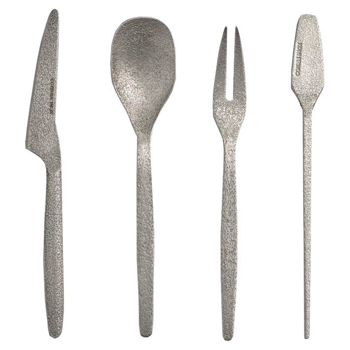 Alt Cubertería con un precioso acabado vintage granulado fabricado en acero inoxidable 18/0 libre de níquel. Ideal para Eventos y Hostelería EME Mobiliario