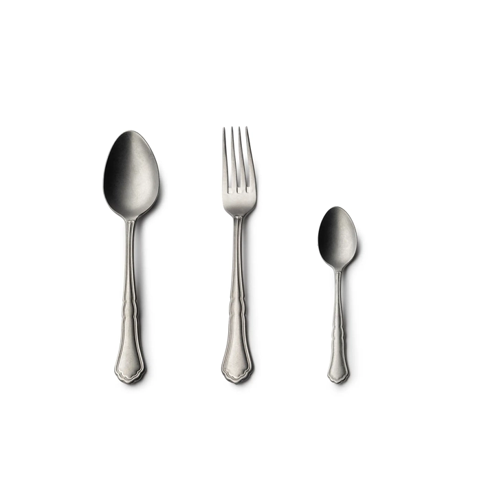 Alt Cubertería Florencia Vintage con un bonito acabado envejecido está fabricada con acero inox 18/0 apta para el uso intensivo profesional EME Mobiliario 