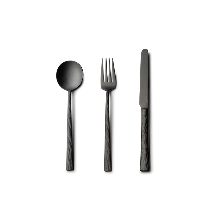 Alt Cubertería Kyoshi Vintage Black es una cubertería fabricada en acero inoxidable 18/0 apta para el uso intensivo profesional EME Mobiliario 