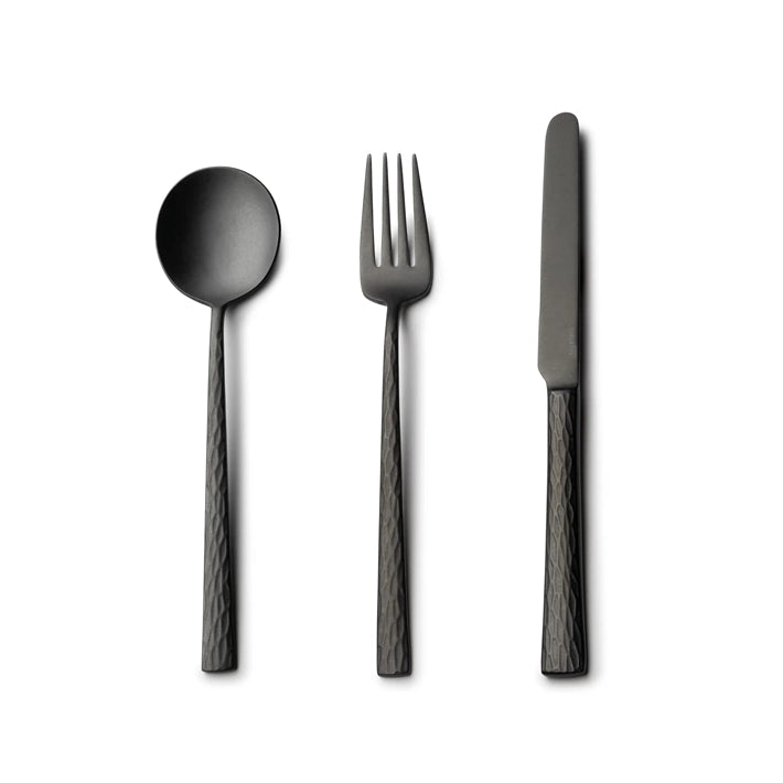 Alt Cubertería Kyoshi Vintage Black es una cubertería fabricada en acero inoxidable 18/0 apta para el uso intensivo profesional EME Mobiliario 