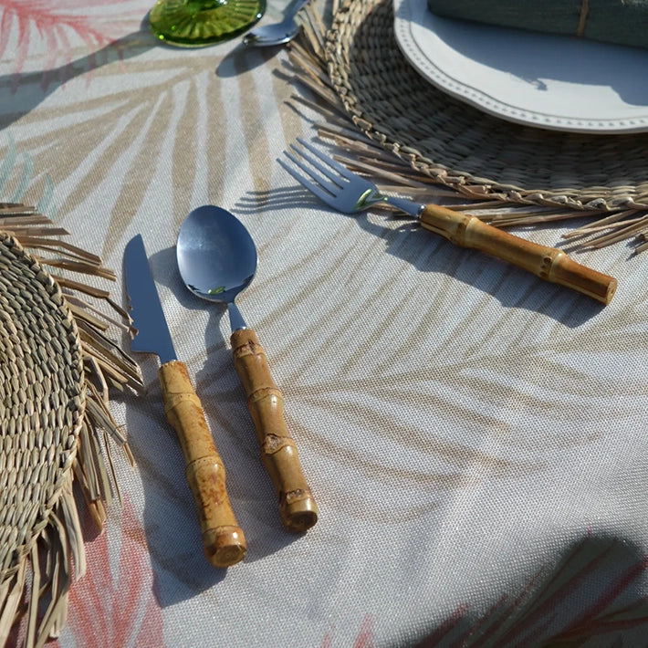 Alt Cubertería Bambú Inox fabricada en acero inoxidable 18% y bambú natural, para eventos y hostelería EME Mobiliario