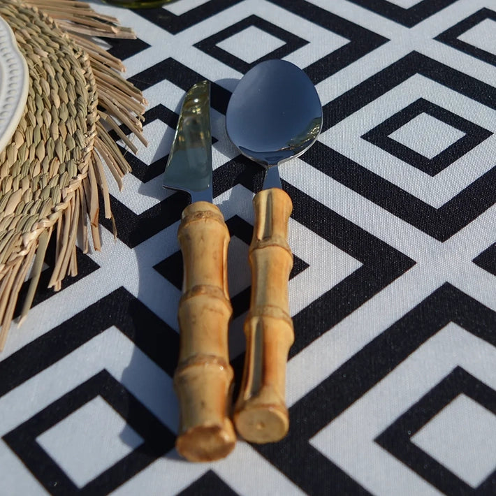 Alt Cubertería Bambú Inox fabricada en acero inoxidable 18% y bambú natural, para eventos y hostelería EME Mobiliario