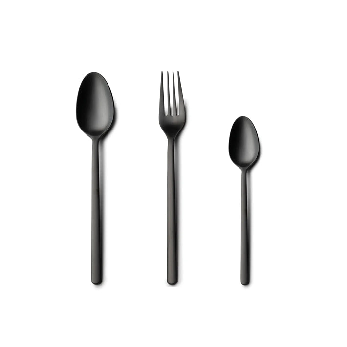 Alt Cubertería Nature Matt fabricada con acero inoxidable 18/0 con un diseño sencillo y un elegante acabado en color negro apta para el uso intensivo profesional EME Mobiliario 