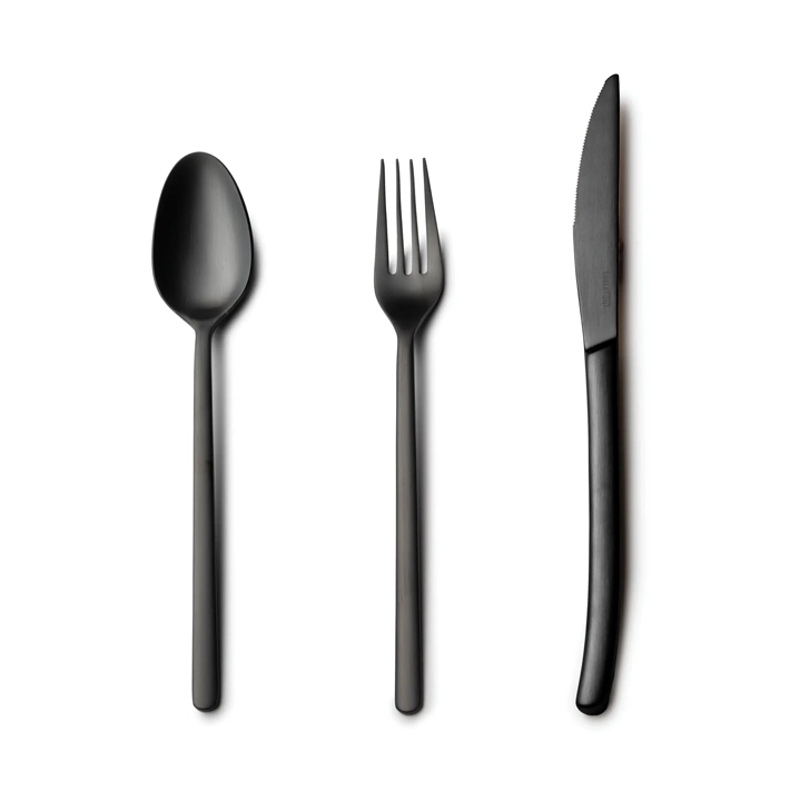 Alt Cubertería Nature Matt fabricada con acero inoxidable 18/0 con un diseño sencillo y un elegante acabado en color negro apta para el uso intensivo profesional EME Mobiliario 