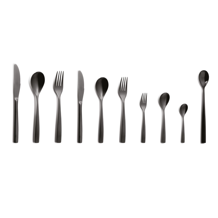 Alt Cubertería fabricada en acero inoxidable 18/0, libre de níquel de color negro, compuesta por 120 piezas EME Mobiliario