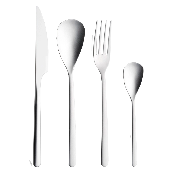 Alt Cubertería fabricada en acero inoxidable 18/0 libre de níquel de color inox, compuesta por 120 piezas EME Mobiliario
