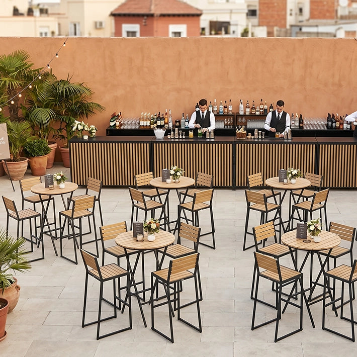 Alt Barras de Bar Plegables para eventos de color negro con listones de madera EME Mobiliario