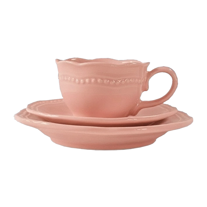 Alt Vajilla Florencia Rosa fabricada con gres vitrificado con esmalte brillante con un diseño elegante y un color que enamora para eventos y hostelería EME Mobiliario 