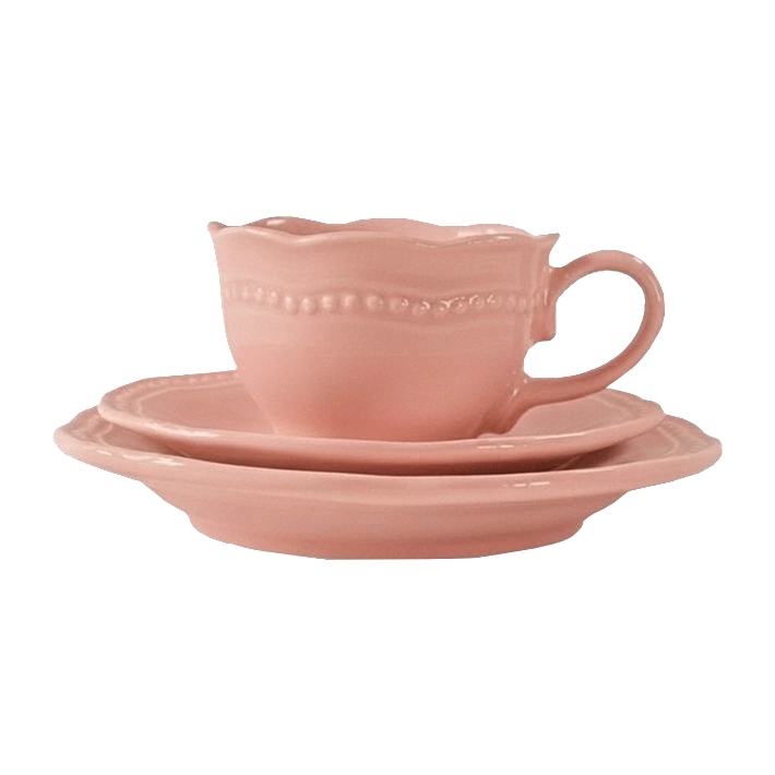 Juego de Café de la colección Florencia Rosa, fabricada en gres vitrificado ideal para el uso intensivo profesional en eventos y hostelería