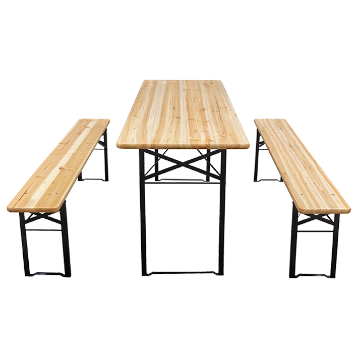 Alt Juego de Cervecería 200x60x25cm compuesto por dos bancos y una mesa plegables ideal para usar en eventos al exterior
