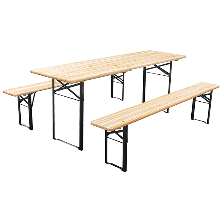 Alt Juego de Cervecería 200x60x25cm compuesto por dos bancos y una mesa plegables ideal para usar en eventos al exterior