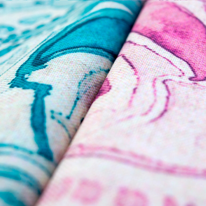 Alt Manteles Estampados de color rosa y azul Para Eventos y Hostelería EME Mobiliario