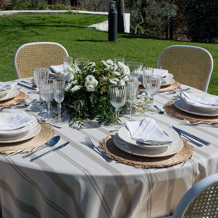 Alt Mantel de Rayas de Color Arena Para Eventos y Hostelería EME Mobiliario