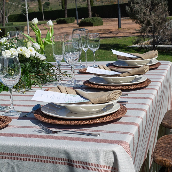 Alt Manteles de Rayas de Color Rojo Para Eventos y Hostelería EME Mobiliario