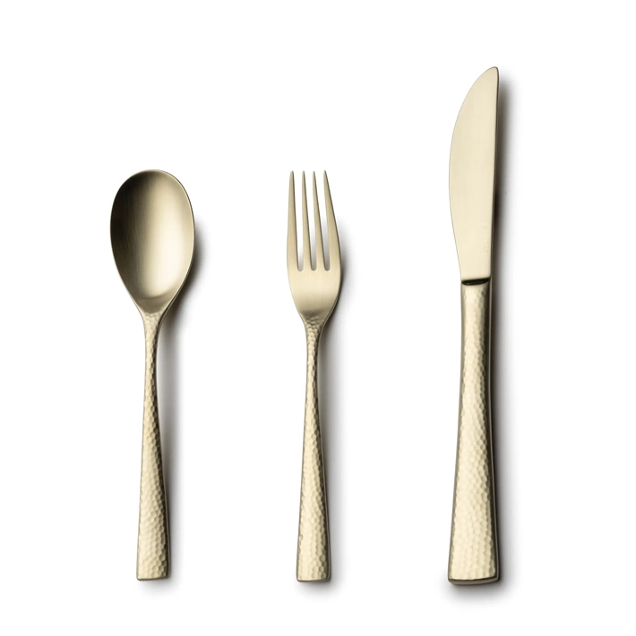 Alt Cubertería Merury Matt Champagne es una cubertería con un acabado mate champagne preciosa que la hace única y especial para usar en eventos y/o establecimientos de hostelería EME Mobiliario 