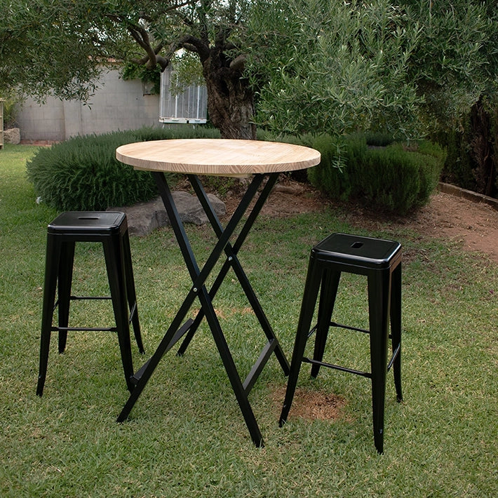 Alt Mesa Alta Plegable Hierro y Madera en color Negro ideal para el uso intensivo profesional EME Mobiliario 
