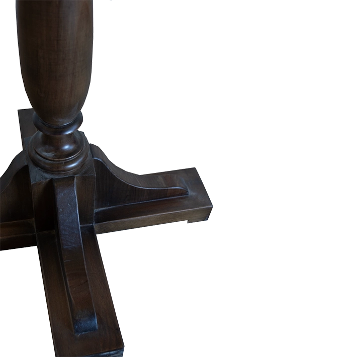 Alt Mesa Alta de estilo rústico con pata central torneada de madera EME Mobiliario