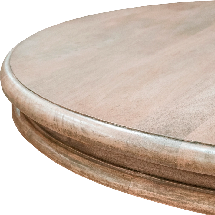 Alt Mesa de Comedor Habana con un diseño de pie central de estilo clásico fabricada en madera maciza de mango con un acabado natural