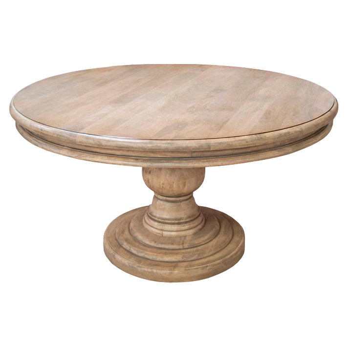 Alt Mesa de Comedor Habana con un diseño de pie central de estilo clásico fabricada en madera maciza de mango con un acabado natural