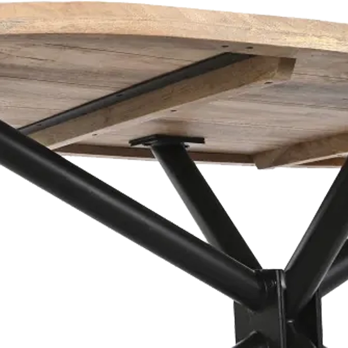 Alt Mesa Comedor Metal Mango Natural fabricada en madera y metal, elegante, sofisticada y desmontable EME Mobiliario 