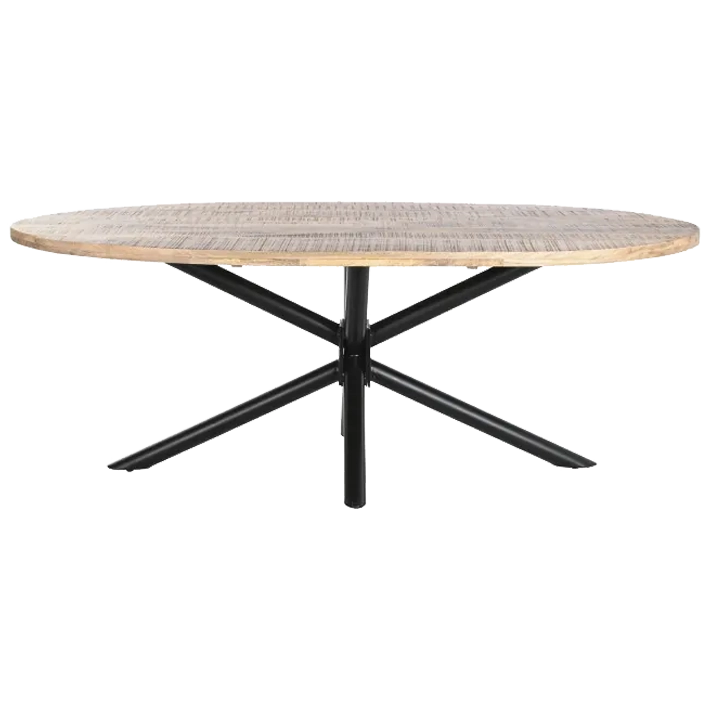 Alt Mesa Comedor Metal Mango Natural fabricada en madera y metal, elegante, sofisticada y desmontable EME Mobiliario 