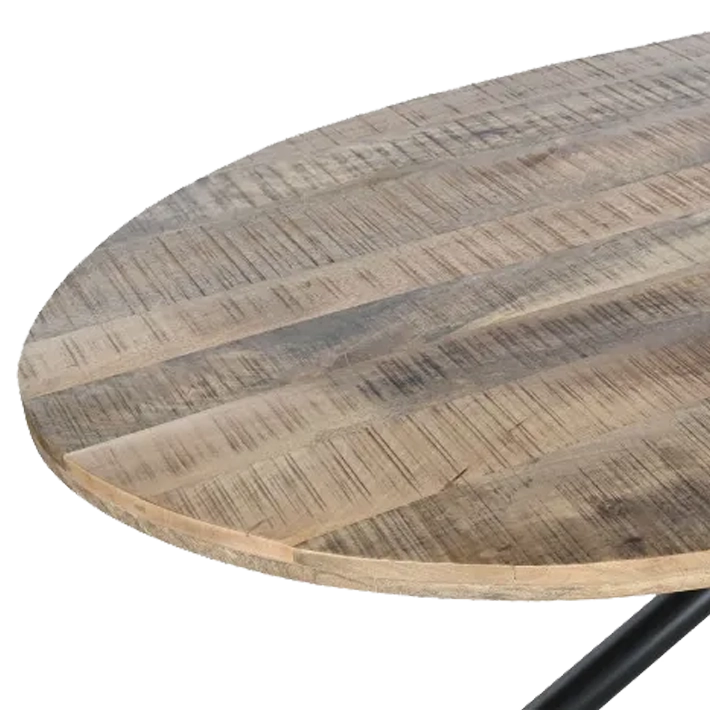 Alt Mesa Comedor Metal Mango Natural fabricada en madera y metal, elegante, sofisticada y desmontable EME Mobiliario 