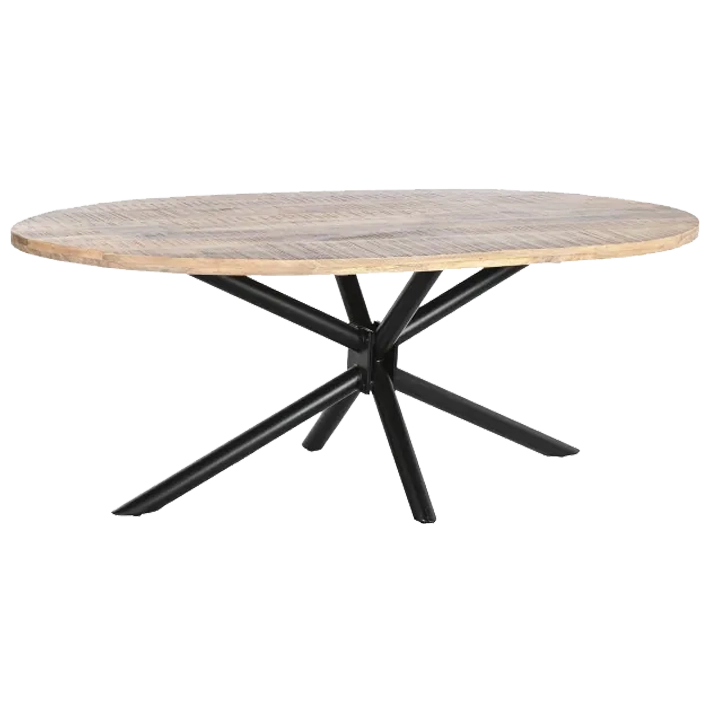 Alt Mesa Comedor Metal Mango Natural fabricada en madera y metal, elegante, sofisticada y desmontable EME Mobiliario 