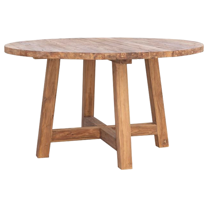 Alt Mesa Comedor Orlando Teka Redonda fabricada en madera maciza es perfecta para los que buscan una mesa de comedor que realce la belleza de la madera