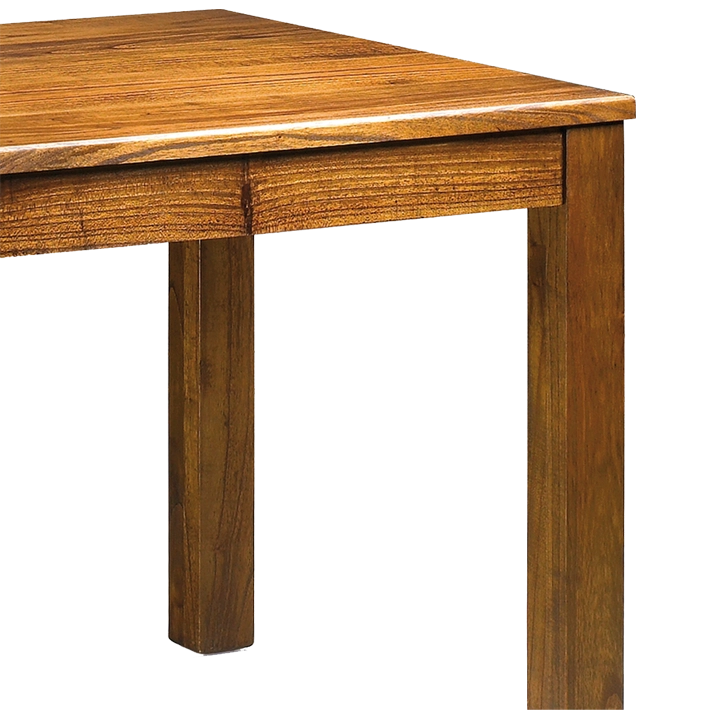 Alt Mesa Comedor Star fabricada en madera de mindi de forma artesanal con un acabado brillo en color nogal