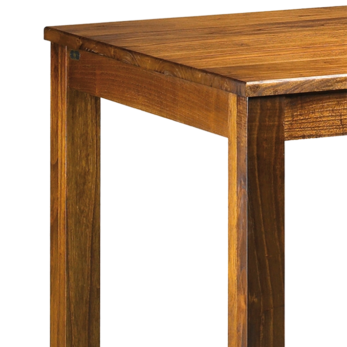 Alt Mesa Comedor Star fabricada en madera de mindi de forma artesanal con un acabado brillo en color nogal