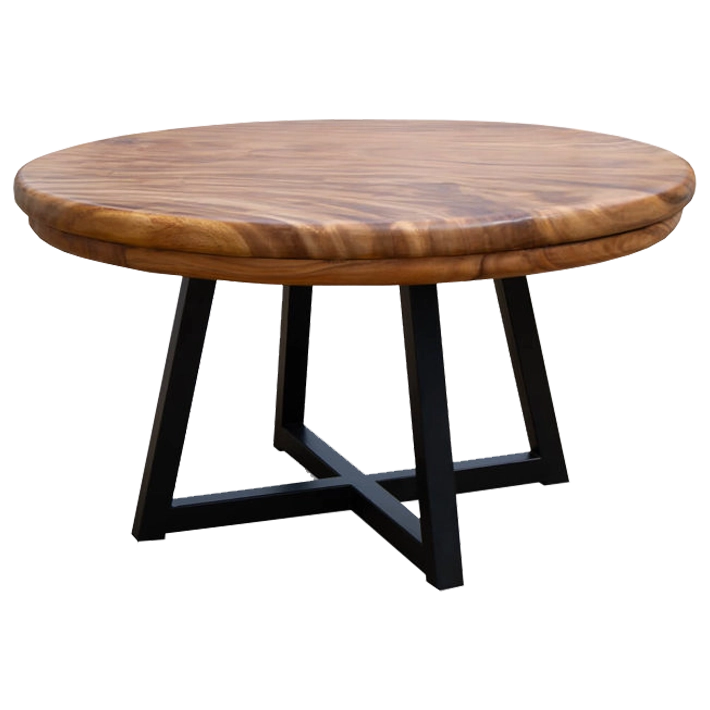 Alt Mesa Comedor Suar fabricada con madera maciza y patas de hierro ideal para usar como mesa de comedor