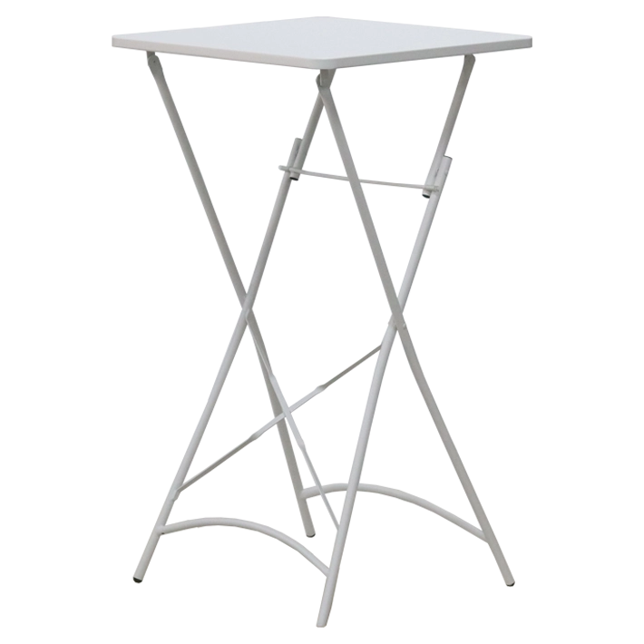 Alt Mesa Ibiza alta Blanca fabricada en acero ideal para usar en eventos y hostelería