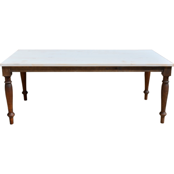 Alt Mesa de Madera con estilo rústico con tapa de color blanco y estructura Nogal 200x100cm EME Mobiliario