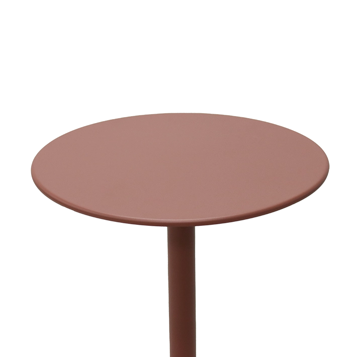 Mesa Olbia Burdeos fabricada en acero, diseñada y fabricada para usar de forma intensiva en exterior