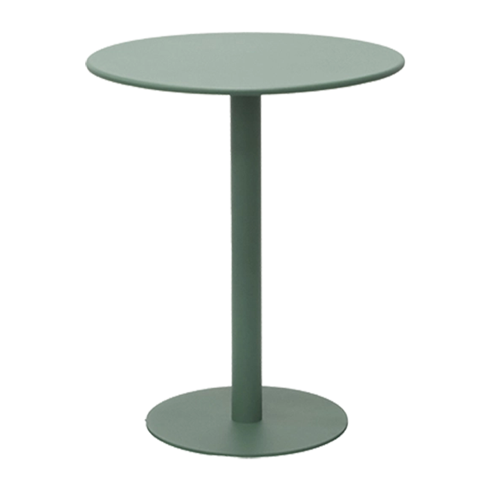 Mesa Olbia verde fabricada en acero de calidad apta para el uso intensivo profesional en exterior