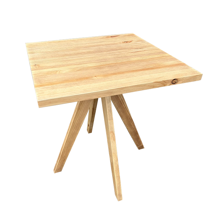 Alt Mesa Rustica Cruz fabricada en madera de pino ideal para su uso en hostelería 70x70x74cm