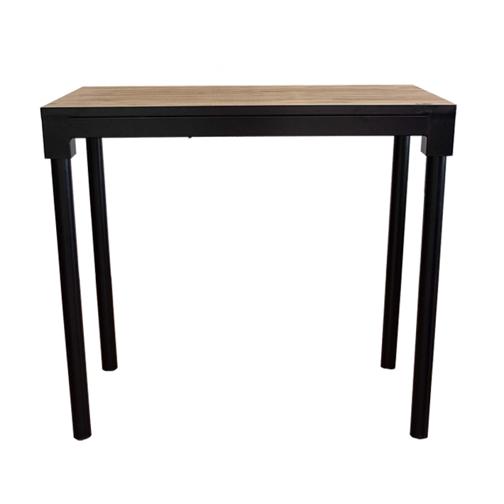 Alt Mesa Alta Industrial con estructura de color negro y tapa de madera de pino EME Mobiliario