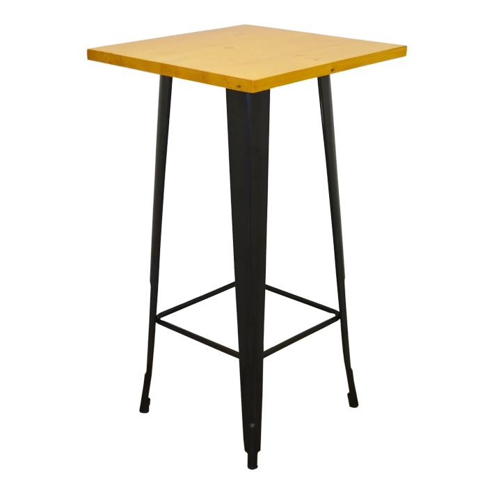 Alt Mesas Industriales Altas con tablero de madera y estructura de acero para hostelería Y eventos EME Mobiliario