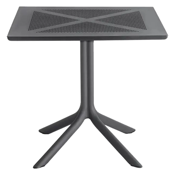 Alt Mesa Bar Polipropileno en color negro con tablero troquelado apta para el uso intensivo profesional